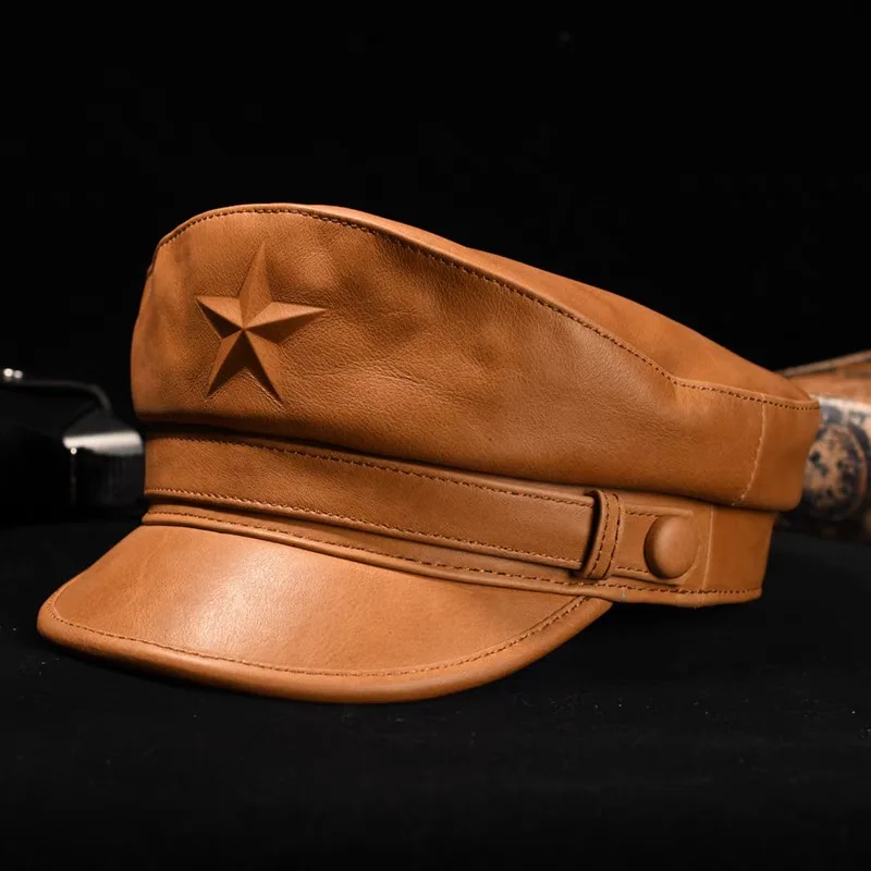 Leather Work Hat - Новая армейская кепка для мужчин, плоские