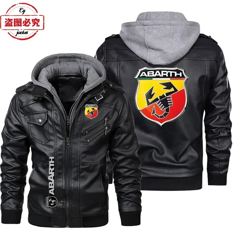 Leather Work Jacket With Hood - Кожаная куртка европейского размера с логотипом