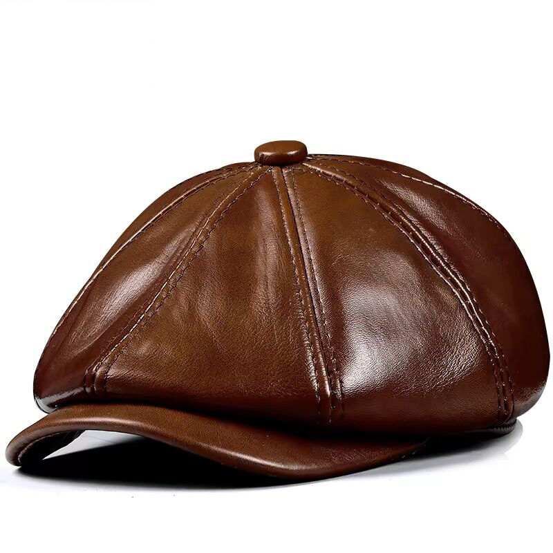 Leather Work Hat - Весенняя новая шапка из натуральной кожи,