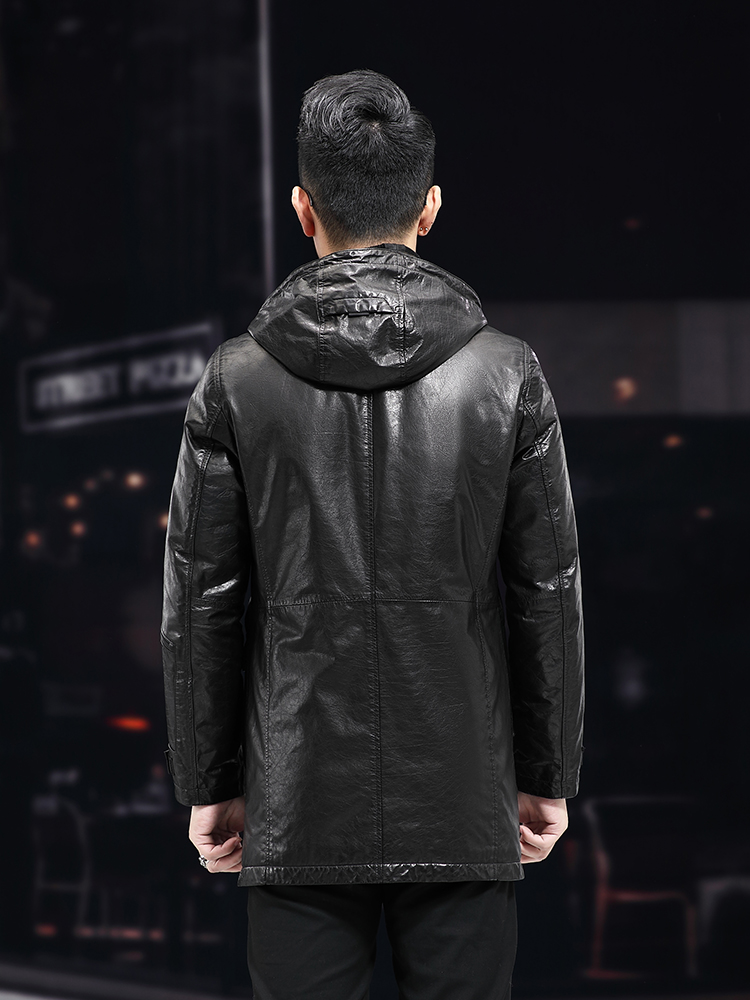 Мужское зимнее теплое средней  – обзор и цена Leather Work Jacket With Hood