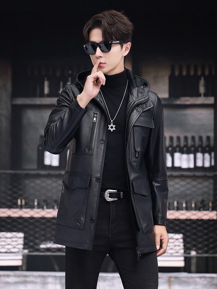 Зимний деловой мужской рабочий – обзор и цена Leather Work Jacket With Hood