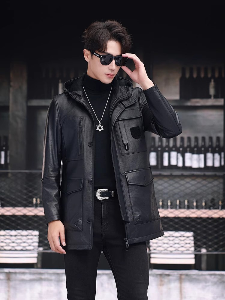 Зимний деловой мужской рабочий – обзор и цена Leather Work Jacket With Hood