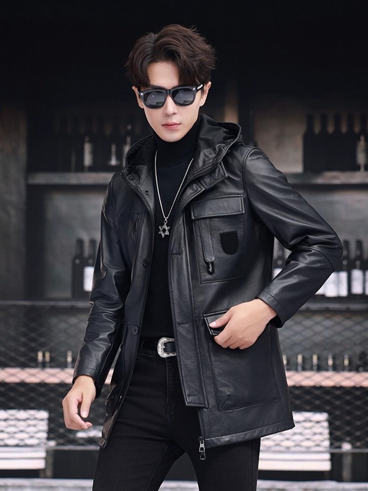 Зимний деловой мужской рабочий – обзор и цена Leather Work Jacket With Hood