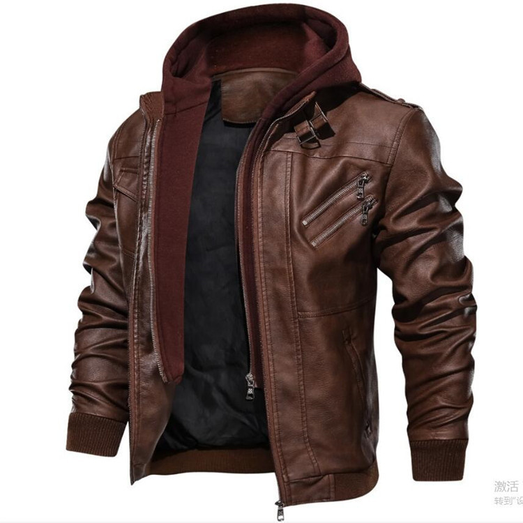 Мужские куртки с капюшоном, ку – обзор и цена Leather Work Jacket With Hood