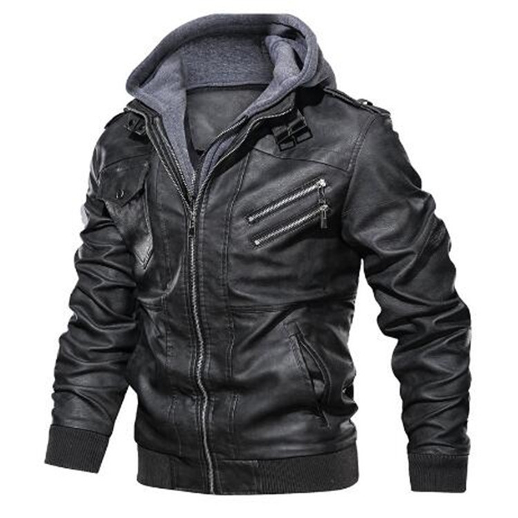 Мужские куртки с капюшоном, ку – обзор и цена Leather Work Jacket With Hood