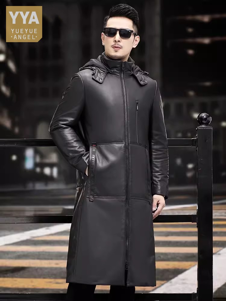 Зимнее толстое теплое длинное  – обзор и цена Leather Work Jacket With Hood
