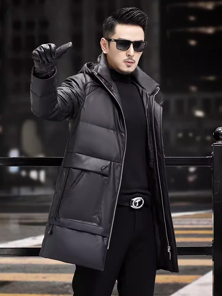 Зимнее мужское толстое теплое  – обзор и цена Leather Work Jacket With Hood