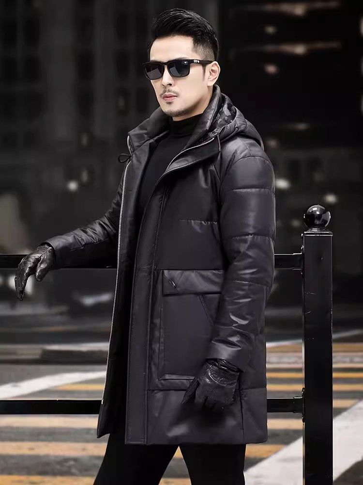 Зимнее мужское толстое теплое  – обзор и цена Leather Work Jacket With Hood