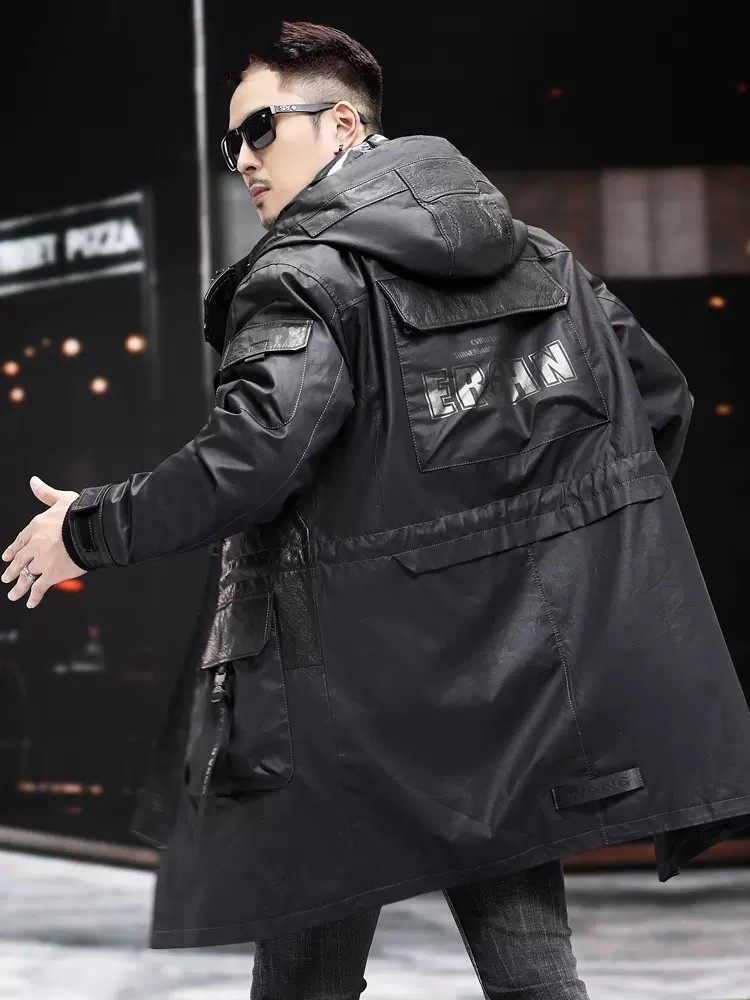 Зимнее пальто из натуральной к – обзор и цена Leather Work Jacket With Hood