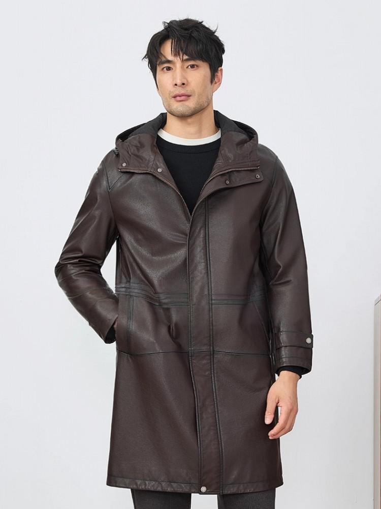 Модная мужская осенняя новая д – обзор и цена Leather Work Jacket With Hood