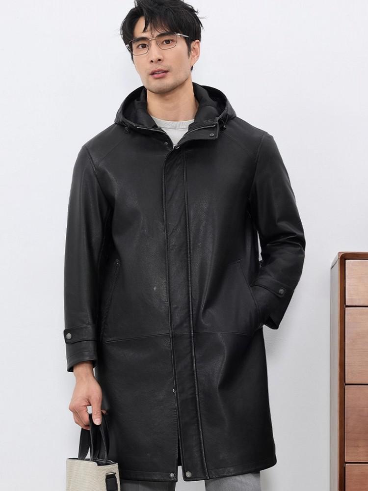 Модная мужская осенняя новая д – обзор и цена Leather Work Jacket With Hood