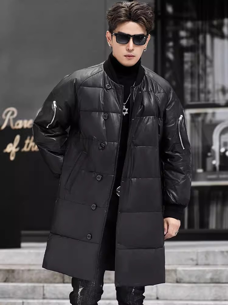 Новый зимний мужской длинный п – обзор и цена Leather Work Jacket With Hood