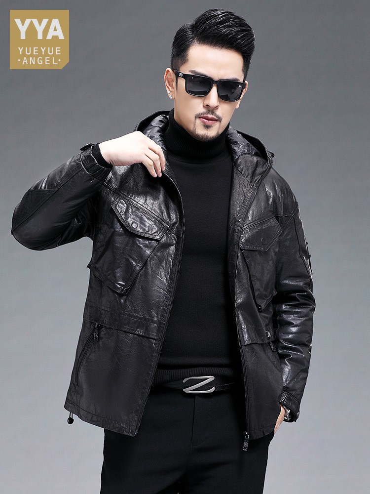 Зимняя мужская теплая куртка-п – обзор и цена Leather Work Jacket With Hood