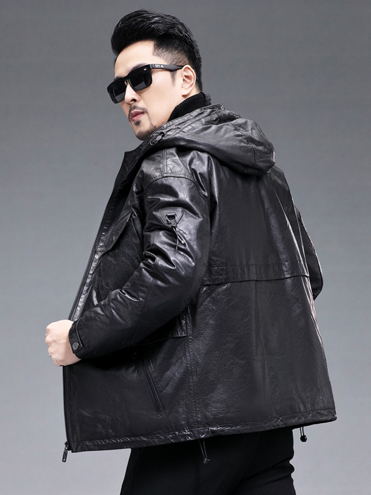 Зимняя мужская теплая куртка-п – обзор и цена Leather Work Jacket With Hood