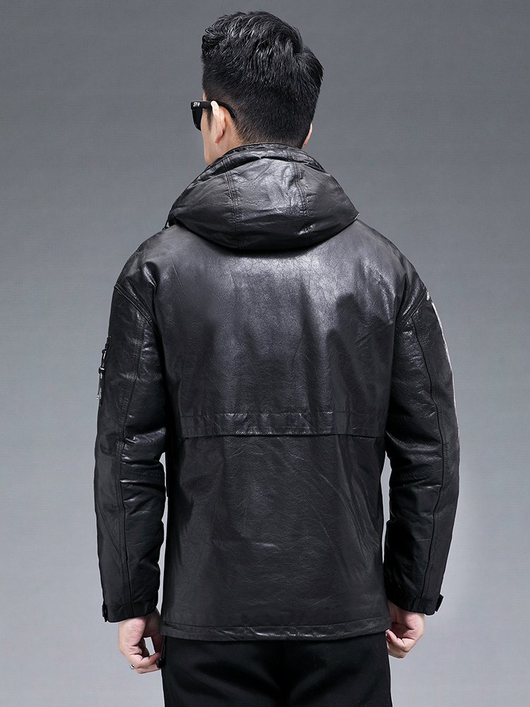 Зимняя мужская теплая куртка-п – обзор и цена Leather Work Jacket With Hood