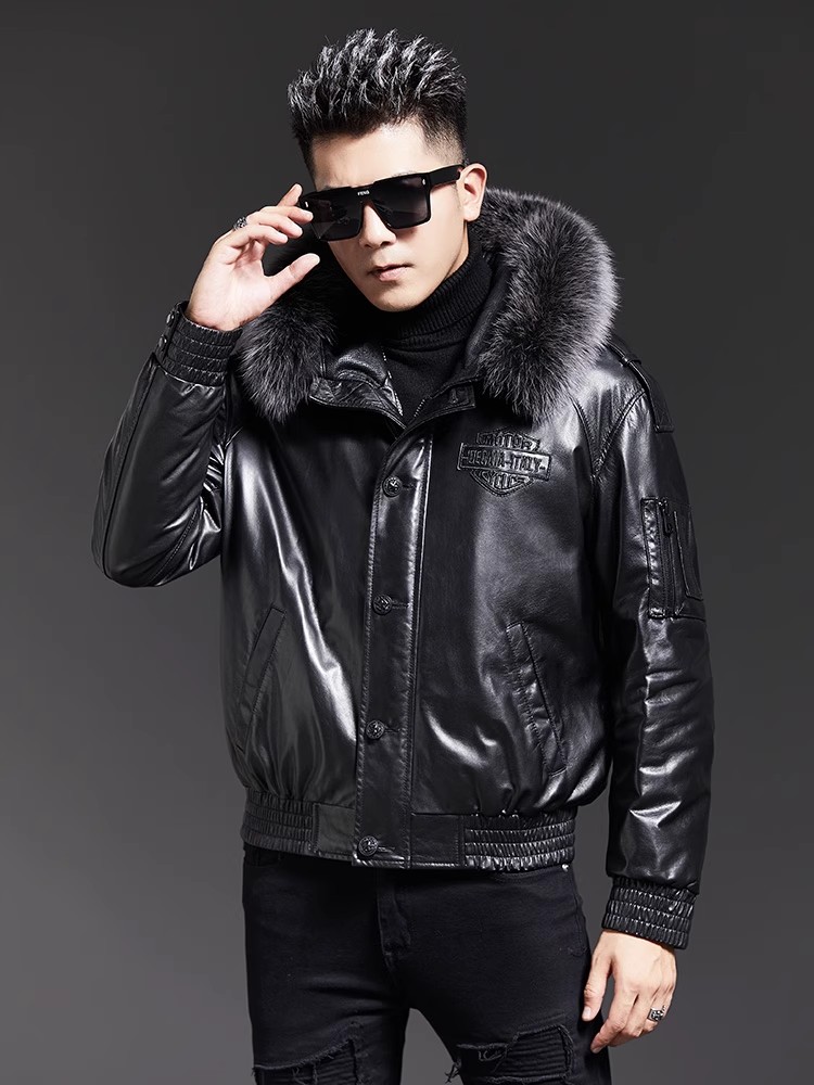 Модная мужская зимняя куртка-п – обзор и цена Leather Work Jacket With Hood