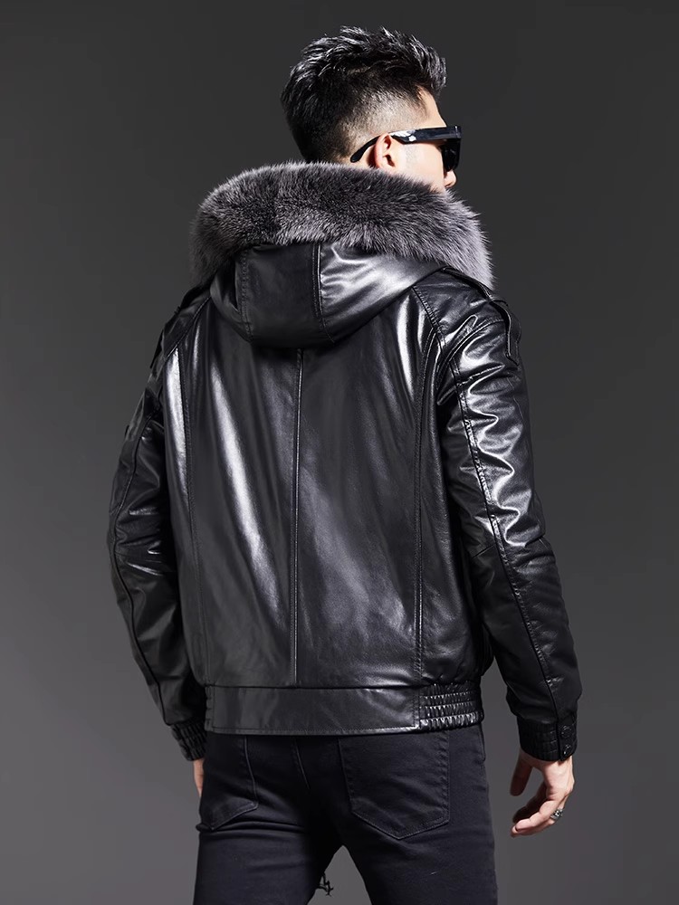 Модная мужская зимняя куртка-п – обзор и цена Leather Work Jacket With Hood