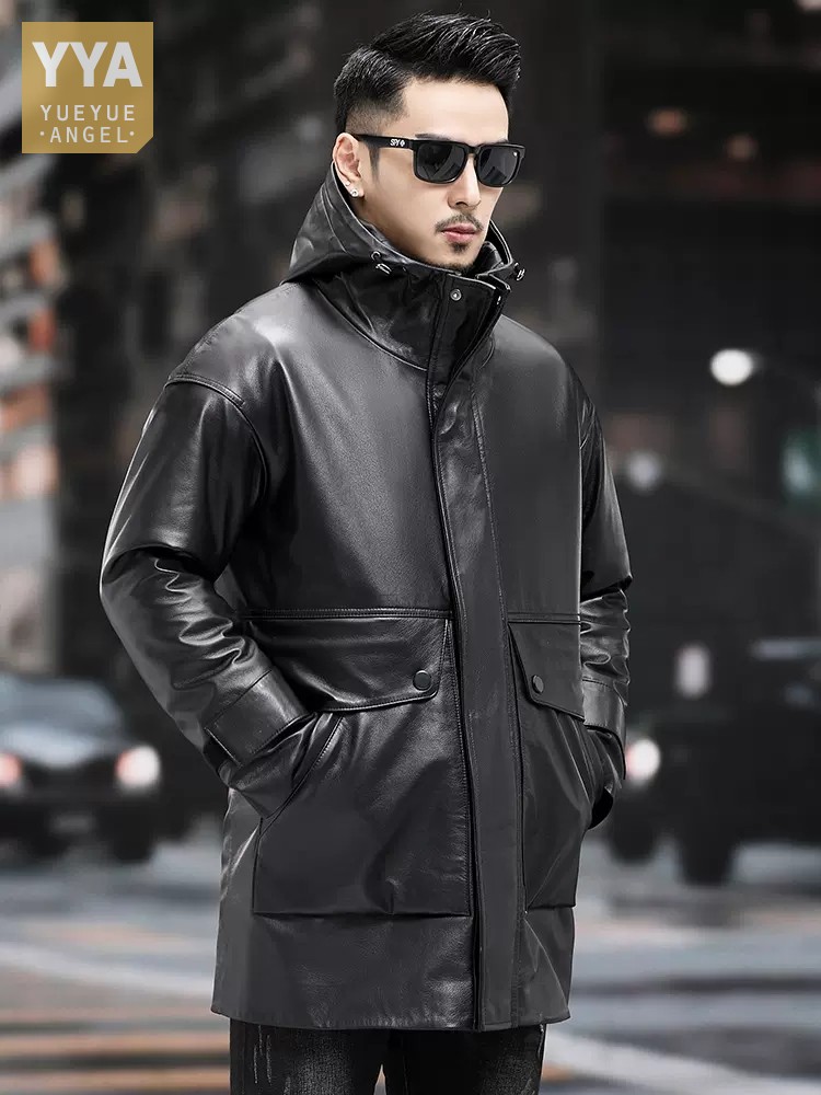 Зимняя мужская теплая Рабочая  – обзор и цена Leather Work Jacket With Hood