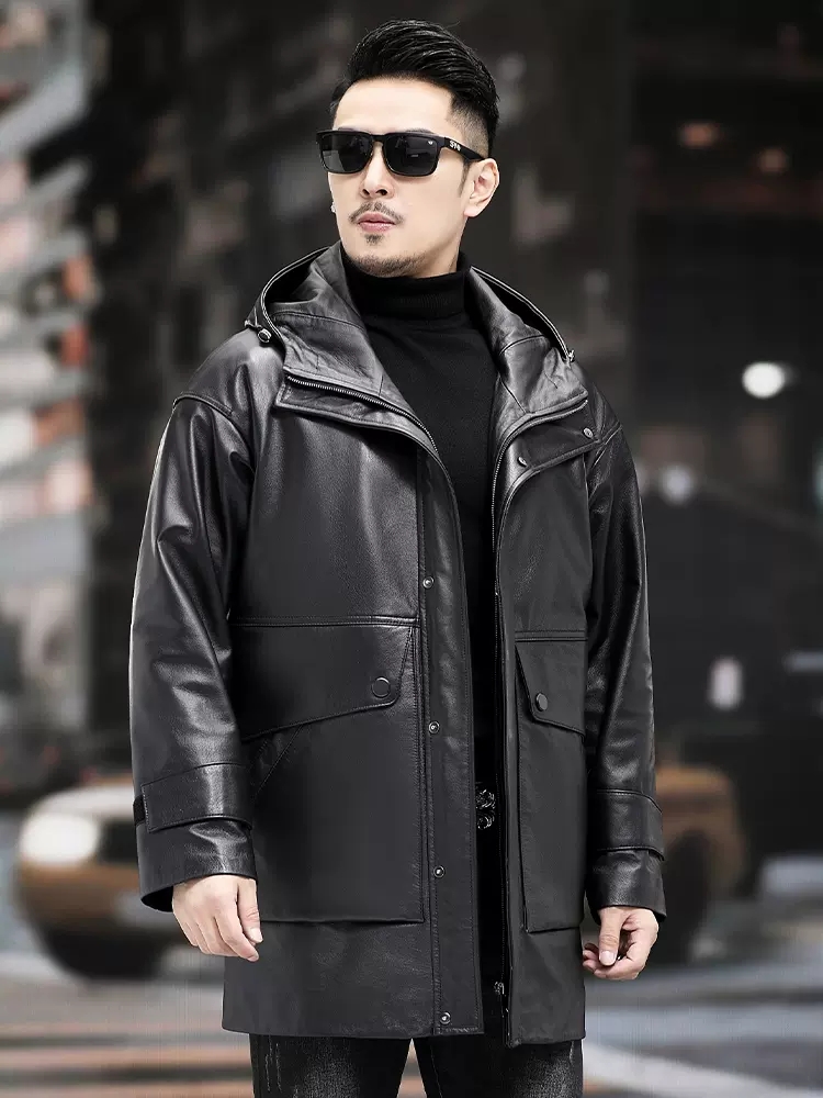 Зимняя мужская теплая Рабочая  – обзор и цена Leather Work Jacket With Hood